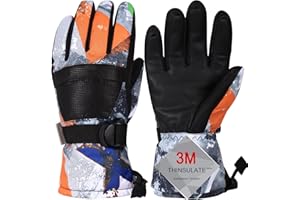 Pnosnesy Gants de Ski, Les Gants de Neige imperméables à l'eau et Respirables Les Plus Chauds par Temps Froid, pour Les Hommes, Femmes et Filles, adapté pour Les Parents et Les Enfants à l'extérieur