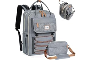 Tonyeee Changing Backpack Backpack Removable Cross Body Bottle, Changing Bag Travel Essentials Baby Bag with Changing Mat, Stylish Changing Bag for Mum/Dad, Grey