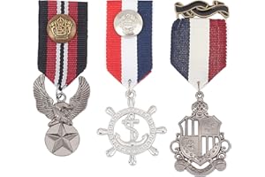 AHANDMAKER 3 Pezzi Distintivo della Marina Militare Medaglie Eroe, 3 Stile Combattimento Distintivo Militare Medaglia Patriot Spilla Pin Stripe per Donne Uomini Cappotto Giacca Costume Uniforme