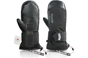 devembr Ski Mittens with Wrist Guards, Snowboarding Mittens Touchscreen, Snow Mittens Waterproof