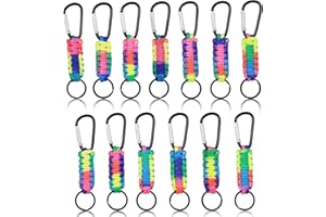 RUNXSAM 13 Pcs Paracord Keychain with Carabiner Clips Heavy Duty Keychain with Snap Hook Carabiner Clips, 5.5" Braided Paracord Keyring Paracord Lanyard with D Ring Hooks for Keys Tools Backpack Women Men