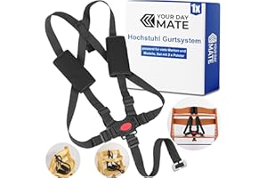 Hochstuhl Sicherheitsgurt mit Gurtpolstern, 1 Set, kompatibel mit Hauck, Stokke Tripp Trapp, Roba, mitwachsender Kinderschutzgurt, 5 Punkt Gurtsystem Kinderhochstuhl, Kindersicherheitsgurt Stuhl Baby