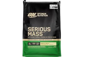 Optimum Nutrition Serious Mass Gainer, Smak Vanilj, 5,45kg, 16 Portioner | Vanilj, gainer högkalorisk med vitaminer, kreatin och glutamin, stöder muskeluppbyggnad