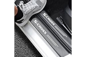 RIDGOEL 4 Pezzi Adesivi per Battitacco per Suzuki S-Cross SX4 S Cross, Adesivi Soglia Auto in Fibra di Carbonio Protezioni per Davanzali per Porte Auto (S-Cross)