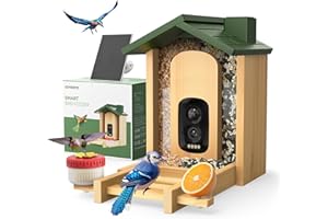 BESSERITE Bird Feeder with Camera Solar Powered, 2K Live Video Green, AI bird feeder, wireless bird feeder camera Natural Bamboo Construction green (green)