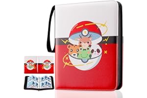 YhuiCxir Card Binder 4 Pockets, 400 Pockets Trading Card Folder Sleeves, Portable PU Waterproof Stamp Collection Albums with Zipper