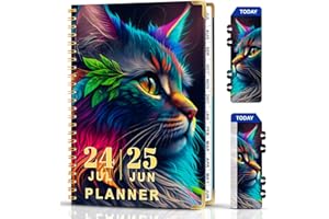 METEOROCK Dziennik 2024-2025, planer akademicki, kalendarz tygodniowy A5, od lipca 2024 do czerwca 2025, miesięczny i tygodniowy planer do szkoły/biura, 21,5 x 16 cm, planer dzienny, spiralny, z twardą okładką,