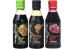 Messino Mezcla Gourmet de Cremas Balsámicas Griegas | Higos, Miel y Granada | Paquete de 3 x 250 ml (Total 750 ml) | Sin Azúcares Añadidos | Elaboración Tradicional
