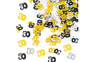 DARBERMU 50th Birthday Confetti - 30g Black Gold Silver Metallic Glitter Foil Sequins for 50 Years Birthday Party Anniversary Decorations