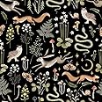 SOEWIOU Black Animals Wallpaper, 44.5 * 300cm Thicken Peel and Stick Removable Wallpaper with Squirrel, Owl, Snake, Rabbit Patterns for Home Decor