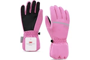 ‎KUTOOK KUTOOK Kinder Skihandschuhe Doppelter Windschutz Einfach zu Tragen Kinderhandschuhe Wasserdicht Warm Reflektierend Jungen und Mädchen SF510