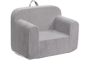 ‎BEJOY BEJOY Kinderstuhl Ultraweiches Kuschel-Schaumstoff-Sofa, Einzelsitz Cord-Lesecouch für Jungen und Mädchen, Grau
