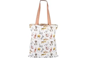 SPOTTED DOG GIFT COMPANY Tote Bag, Shopping Bag Donna in Tela Riutilizzabile, Shopper Cotone Spesso con Manici Lunghi, Pieghevole con Design di Cani, Regali per Amanti dei Cani 38 x 42 cm