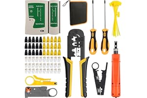 OKVNUO-TECH OKVNUO Crimpadora RJ45 Pelacables Crimpado Profesional para Conectores Cat5 Cat6 Kit de herramientas Cat7 RJ10 RJ11 RJ12 Tenaza Crimpadora Alicate para Cable de Red/Ethernet 4P/6P/8P(Negro)
