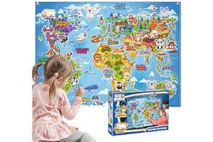 PARTY TOWN Big Minds - Découvrez Le Monde | Jeux Educatif 4 Ans Panneau En Feutre | Jouet Montessori Avec 48 Pièces | Carte Du Monde Enfant Figurines Interactives | Cadeau Enfant 4 Ans.