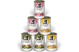 DOGGY Dog Paté Mix Sensitive, 6 x 400 g, Nourriture Humide pour Chien, dans Un Paquet d'essai, sans céréales, avec Huile de Saumon et Moule à lèvres Vertes, particulièrement Bien toléré, fabriqué en