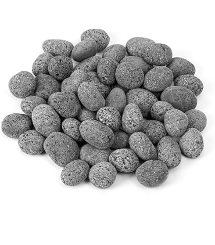YL Products 24-Piece Ceramic Pebble Set – Stone-Like Decorative Rocks For Gas Fireplace, Stove, Fire Pit (3 Colors)