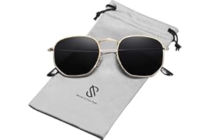 SOJOS Retro Vintage Specchio Polarizzate Lenti Poligono Protezione UV Occhiali da Sole SJ1072