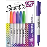 Sharpie Glam Pop kalıcı mark&ouml;rler, kalın ayrıntılar i&ccedil;in ince nokta, &ccedil;eşitli canlı renkler | 5 ke&ccedil;eli kalem