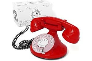 Opis Technology FunkyFon Cable : Téléphone rétro au Style des années 1920 avec Cadran Rotatif Rouge