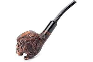 DR WATSON Dr. Watson - drewniana fajka do palenia tytoniu, ręcznie rzeźbiona z korzenia wrzośca, seria kolekcjonerska, w zestawie z woreczkiem, zapakowana (lew)