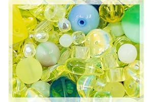 BOHEMIA CRYSTAL VALLEY 25g GLOW-under-blacklight Crystal Glass Bead Mix, Different Size & Color Uranium Czech Vintage Glass Bead Mix