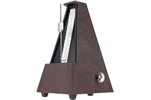 Sondery Classic Mechanical Metronome with Bell for Piano Guitar Drum Violin Saxophone All Instruments, Tempo Range 40-208bpm, Beats 02346, Brown Wood Grain ABS Case with Comfortable Click Sound