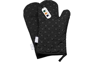 LAFFAIR Oven Mitts Premium Non-Slip Silicone Oven Gloves Heat Resistant - Oven Mitt Stylish & Versatile Kitchen Protection Oven Mitts Heat Resistant Black