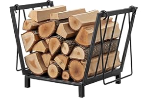AMAGABELI GARDEN & HOME Amagabeli Firewood Racks Fireplace Log Holder 14,2 x 12,6 x 12,4 cala Wood Storage Log Carrier z uchwytami stalowymi wewnątrz Outdoor Fire pit Stove dekoracyjne uchwyty akcesoria