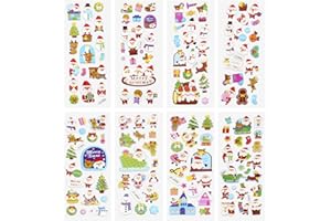 LUTER Puffy Naklejki 3D z motywem bożonarodzeniowym, w tym choinka, Święty Mikołaj, renifer, bałwan, płatki śniegu, naklejki 3D dla dzieci