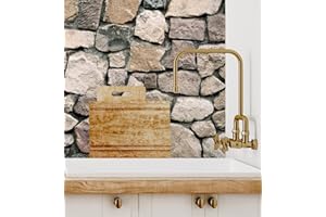 GAULAN 453840 - Papel pintado efecto textura de muro de piedra natural rústico con textura para pared salón dormitorio pasillo comedor - Rollo de 10 m x 0,53 m