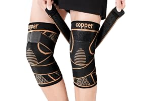 Koppar Knästöd 2-pack - Kompressionsknäbandage för Män/Kvinnor vid Artros, Meniskskada, Smärta - för Sport & Vardag (Liten)