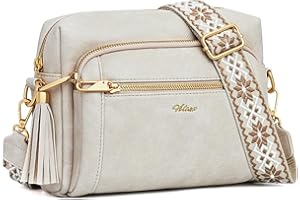 HILAEX Sacs Bandoulière Femme avec Antivol, Sac a Main Femmes Bandoulieres 4 Compartiments, en Cuir PU avec Sangle Réglable et Large Amovible