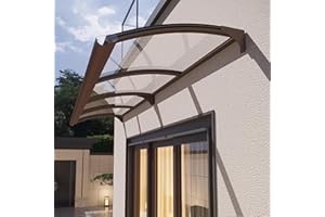 ZLOVNE Pensilina Tettoia per Porta Balcone Esterno,Tenda da Veranda Pensilina in Policarbonato e Alluminio, Tendalino per Finestra Antivento Resistente ai Raggi Uv,con Accessori (80x120cm/32"x47")