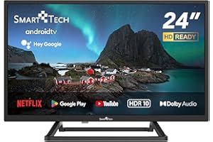 SMART-TECH SMART TECH TV Android LED HD 24 Pouces (60cm) 24HA20T3 Triple Tuner Dolby Audio H.265 HDMI USB, Résolution: 1366 (H) × 768 (V) (24")