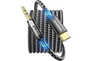 KiWiBiRD Kabel USB C Aux 1,2 m typ C do 3,5 mm Audio Jack adapter HiFi DAC do słuchawek, radia samochodowego, kompatybilny z iPhone 15 Pro Max Plus iPad Pro Air Mini 6 Galaxy S24 telefonem Androidem