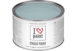 I LOVE PAINT I LOVE CHALK PAINT color Azul Pastel 375 ml - Pintura a la tiza para muebles, paredes y objetos sin lijado - Sin disolventes ni formaldehído - Pintura para decoración efecto tiza a base de agua