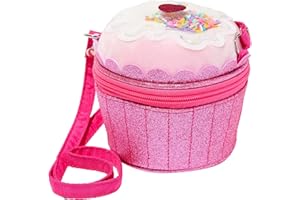 Claire's Club Pink Glitter Cupcake Crossbody Bag for Little Girls Age 3-6 - 5.5W x 4.5H x 4D in - Cute Kids Fasion Accessory, Sparkly Pink