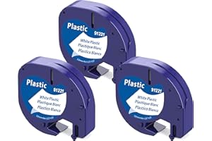 AKEN 3X Compatible Ruban Dymo Letratag 12 mm x 4 m pour Dymo Letratag XR LT100H LT100T Letratag 200B, Recharge Dymo Letratag Ruban Plastique Noir sur Blanc, Dymo Plastic White LT 91221 S0721660