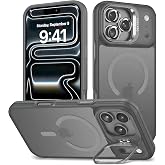Ehr. iPhone 17 Pro Max/iPhone 18 Pro Max ile Uyumlu Magsafe Wireless Şarj &Ouml;zellikli Kamera Standlı L&uuml;ks Mat Silikon Kılıf [Le