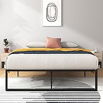 Zinus Lorelai Bed 120 x 190 cm, Bed Frame 35.5 cm Height with Under-Bed Storage Metal Platform Bed, Black