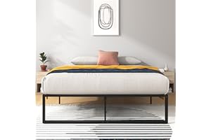 Zinus Lorelai Sommier 140x190 cm avec Lattes en Métal - Cadre de Lit 2 Personnes en Acier Robuste - Hauteur 36 cm pour Rangement - Montage Facile - Noir