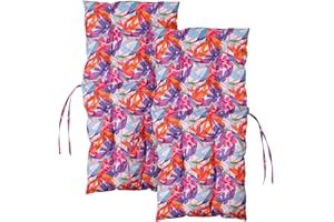 MG Design Cuscino per sedia con lacci 2 pezzi 100x50 cm con stampa esotica - cuscino da Esterno ed Interno, con disegno di vacanza - cuscino per sedie, poltrone da giardino trapuntato e colorato