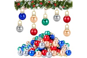 Julgranskulor mini, 80 st set med minijulgranskulor, små färgglada, levereras med en 5 m lång guldtråd, lämplig för julgransp