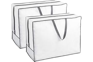 ‎ZOLLNER24 ZOLLNER 2er Set Betttasche/Aufbewahrungstasche, weiß grau, ca. 65x25x50 cm