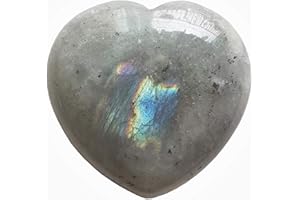 Manekieko Natural Moonstone Palm Worry Carved Heart Love Stone,40mm Crystals and Healing Stones