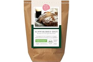 Bio Schwarzbier-Brot Brotbackmischung - Backmischung für Bierbrot - Bier Männergeschenk - Brotbackautomat geeignet - Bake with Love - (1er Pack)