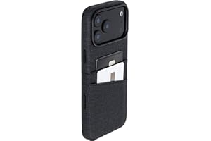 Dockem Étui Porte-Cartes pour iPhone 17 Pro Max avec Plaque de Montage Magnétique, Bouton de Contrôle Caméra, Portefeuille avec 2 Emplacements : M2 Luxe Similicuir Style Toile (Noir Charbon)