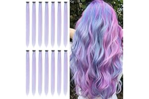 BEAMELY 14pcs Extensions a Clip Cheveux Couleur, Mèches Cheveux Colorées Postiches Raides et Longues Synthétiques Résistants à La Chaleur Fête Accessoires Cheveux Fille (22Inch) (14pcs violet mixte)