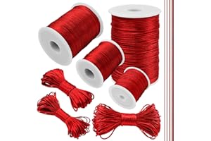 LEREATI Hilo Cola de Raton 2.5mm x 10m Hilo Nylon Pulseras Cordón de Satén para Hacer Pulseras Cuerda Nylon para Collar, Abalorios, DIY (Rojo)